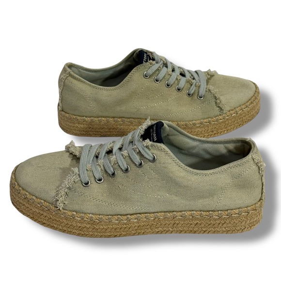 Tretorn Shoes - Tretorn Eve Platform Espadrille Sneaker Light Blue Canvas Frayed Jute Womens 8.5